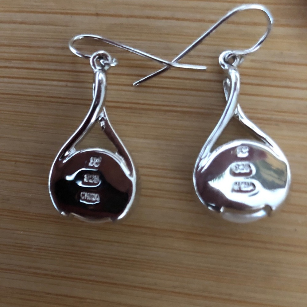 $42 Designer Estate Pearl Earrings Sterling Silver Designer Marked 925 CHINA - Picture 6 of 6